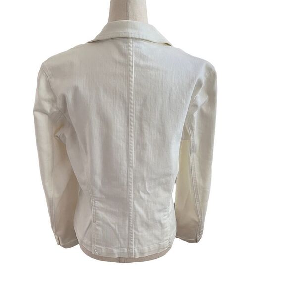 Talbots White Cotton Twill Stretch Blazer Single Button Jacket Size 6 - Picture 5 of 8
